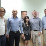 Eröffnung des Sales-Office in Bangkok: Frank und Gerd Oliver Seidensticker (geschäftsführende Gesellschafter), Pimraphat (Service), Christian Müller (General Manager – Sales & Merchandising), Detlef Adler (Sprecher der Unternehmensleitung) und Peter Tornow (Geschäftsfeldleitung Supply Chain Asien)
