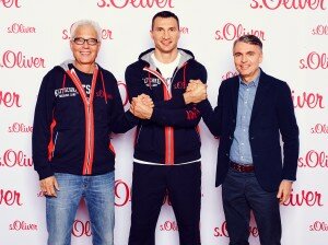 Wladimir Klitschko mit Bernd Boente, Managing Director Klitschko Management Group GmbH und Reiner Pichler, CEO s.Oliver