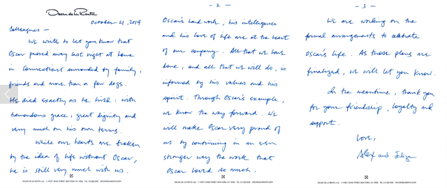 Alex Bolen bestätigt den Tod des Modedesigners auf der Unternehmenswebseite mit einem handschriftlichen, emotionalen Brief