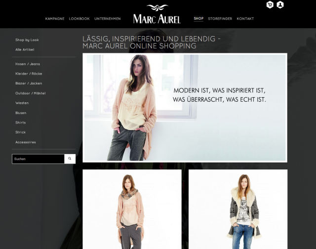 Bereits seit August ist Marc Aurel mit einem Onlineshop online Bereits seit August ist Marc Aurel mit einem Onlineshop online