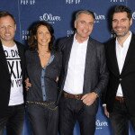 s.Oliver Management Godo Kraemer, CEO Reiner Pichler und Mathias Eckert, Managing Director, mit Schauspielerin Jana Palaske