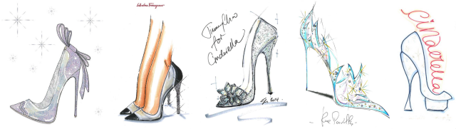 Fünf von neun: Cinderella Schuhe u.a. von Salvatore Ferragamo, Jimmy Choo und Charlotte Olympia 