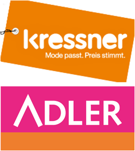 Adlers neues Logo über den alten Kressner-Stores