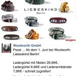 So wirbt Woolworth für seine Liebeskind-Aktion. Der Verkauf hat offensichtlich schon begonnen