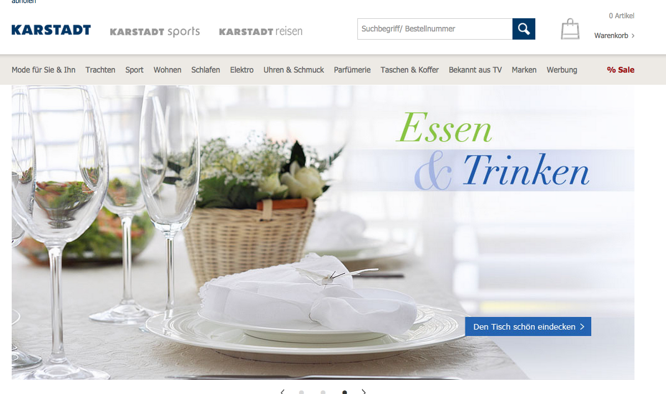 Online will Karstadt Segmente fokussieren, die die Logistik nicht belasten