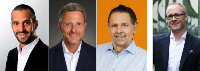 Trio mit Unterstützung: CEO Markus Rech, CFO Lars Schöneweiß und Stefan Herzog (v.ln.r.) Unterstützung kommt von Digital Officer Jan Kegelberg (rechts)
