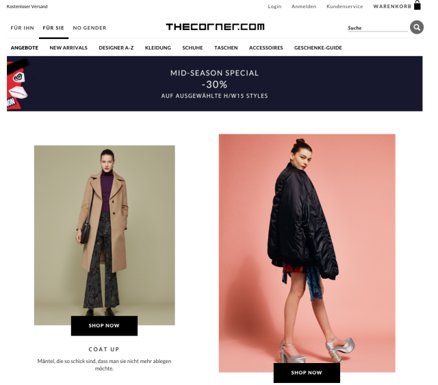 Der 2008 gestartete und viel gelobte Onlineshop The Corner wird in das Angebot von Yoox und Net-a-Porter migriert