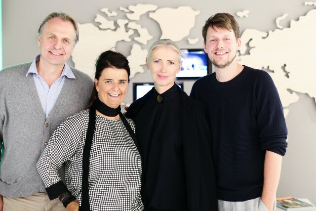 Noch vereint: Geschäftsführer Marc Sommer, CCO Tanja Hellmuth und Tim Labenda bei der Vogue Fashion Night Out gemeinsam mit Christiane Arp (Vogue, 2. v.r)