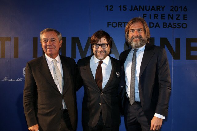 Inaugurazione Pitti Uomo 89 Gaetano Marzotto, Claudio Marenzi, Andrea Cavicchi